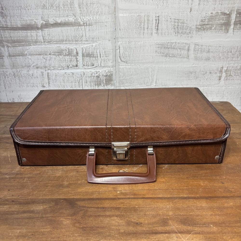 Vintage Faux Leather Cassette Carrying Case with 24 Tapes